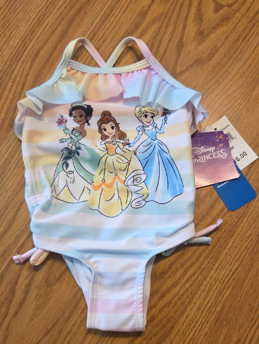 2/$15 NWT "Disney Princess" One-Piece Girls Swimsuit Size 12 Months